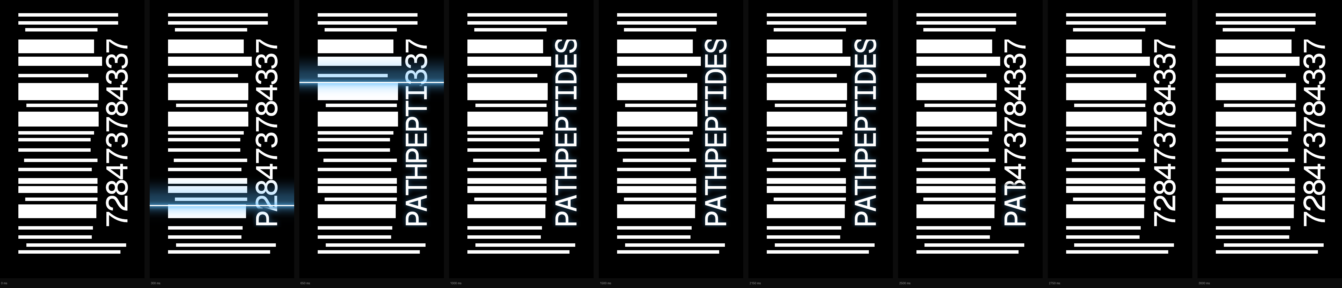 Nine frames of the scan decoding the barcode